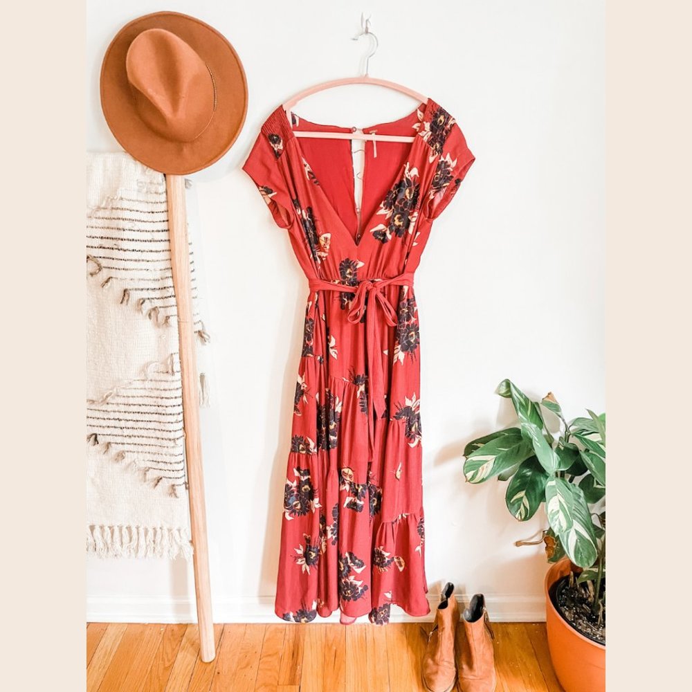 Free People All I Got Floral Midi Dress